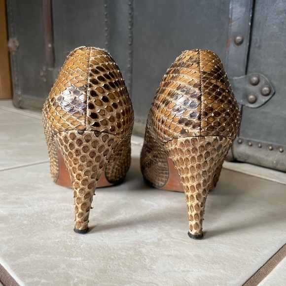 Vintage Genuine Snakeskin Leather Stiletto Pumps High Heels - Picture 4 of 11